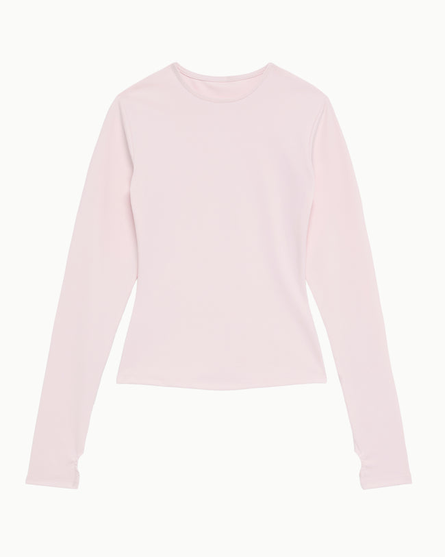 Long Sleeve Thumb Hole Tee | Powder Pink