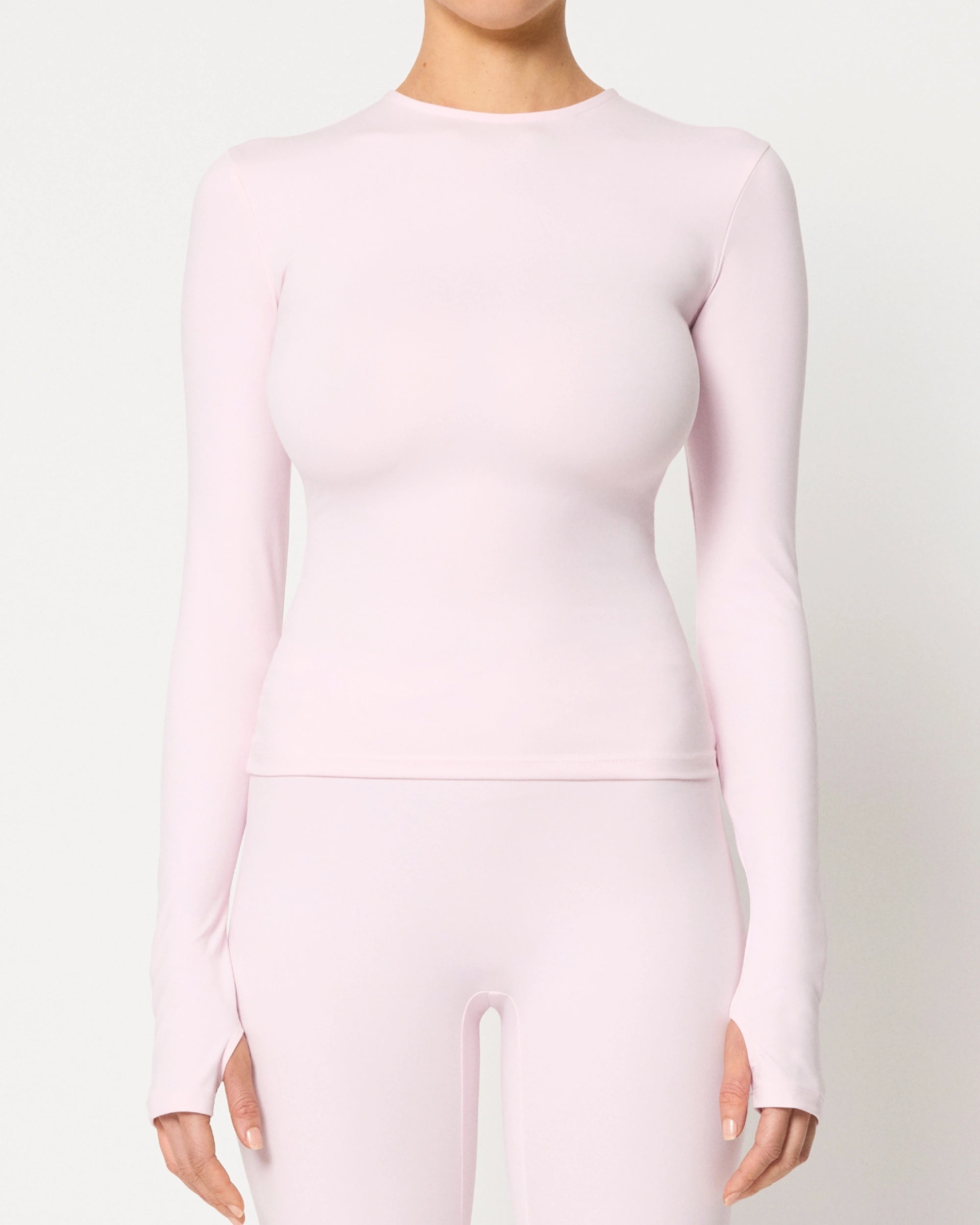 Long Sleeve Thumb Hole Tee | Powder Pink