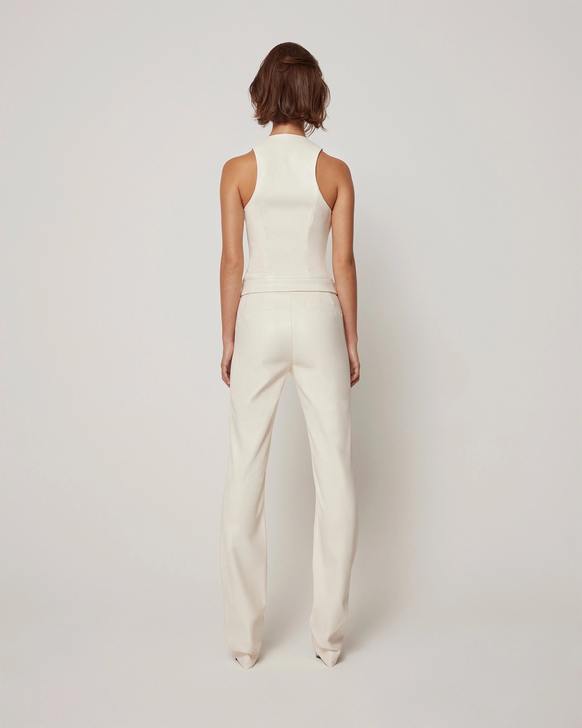 Faux Leather Trouser | Chalk