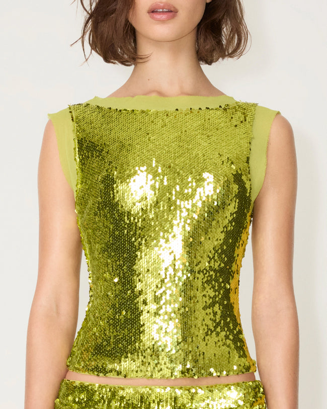 Sequin Tank | Chartreuse