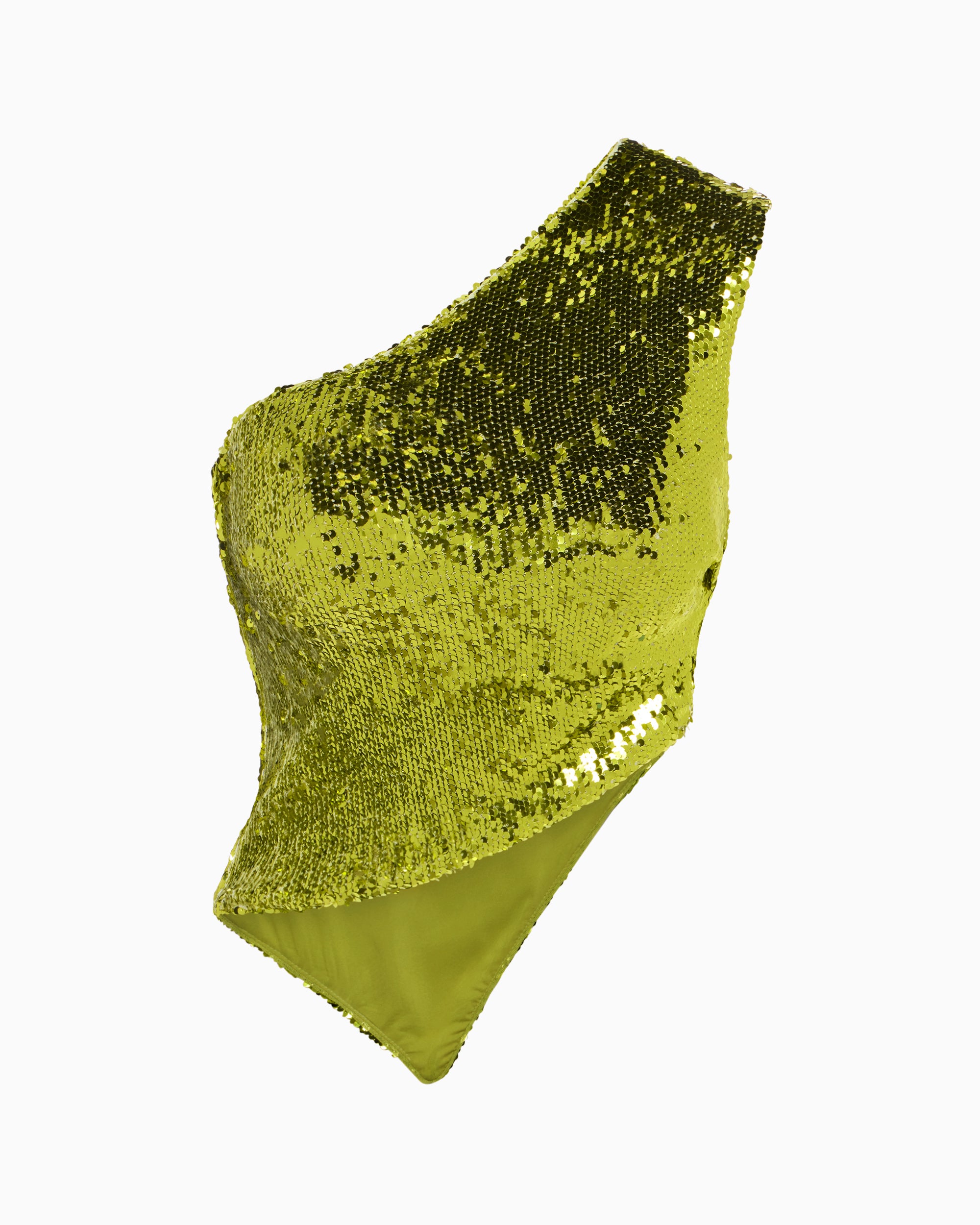 Sequin One Shoulder Top | Chartreuse