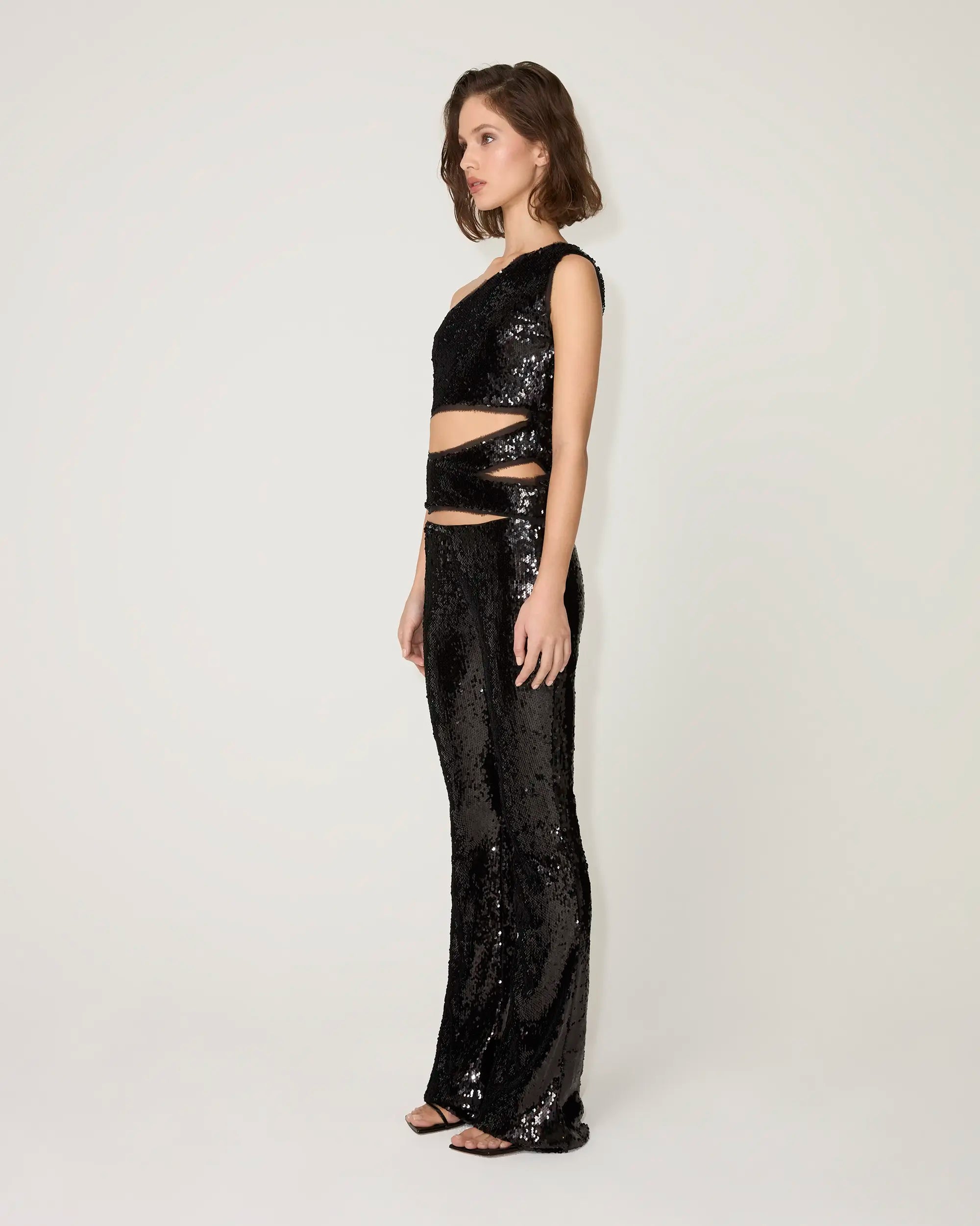 Sequin Low Rise Pant | Black