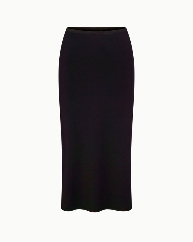 Soft Stretch Midi Skirt | Black