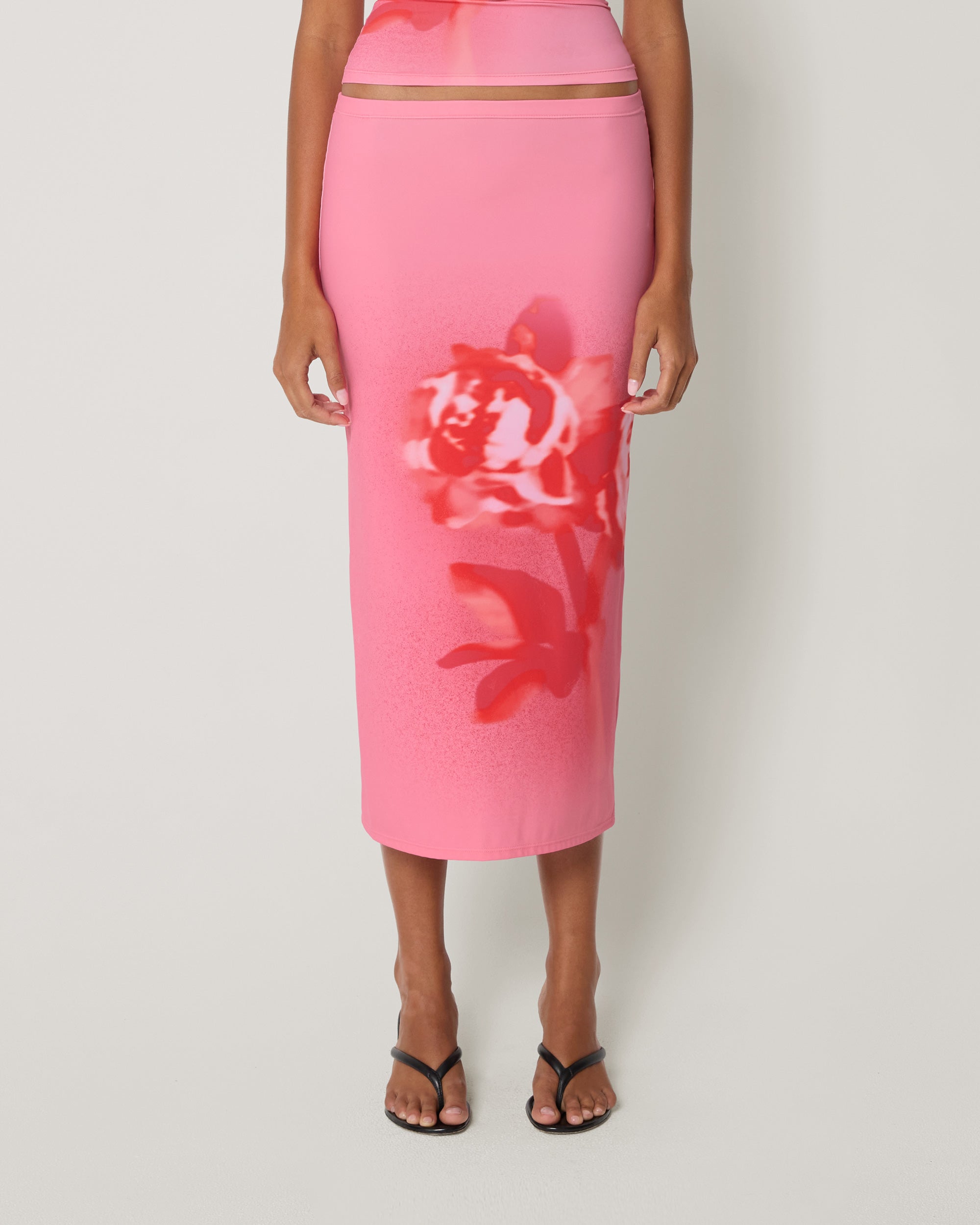 Smooth Stretch Midi Skirt | Pink Peony