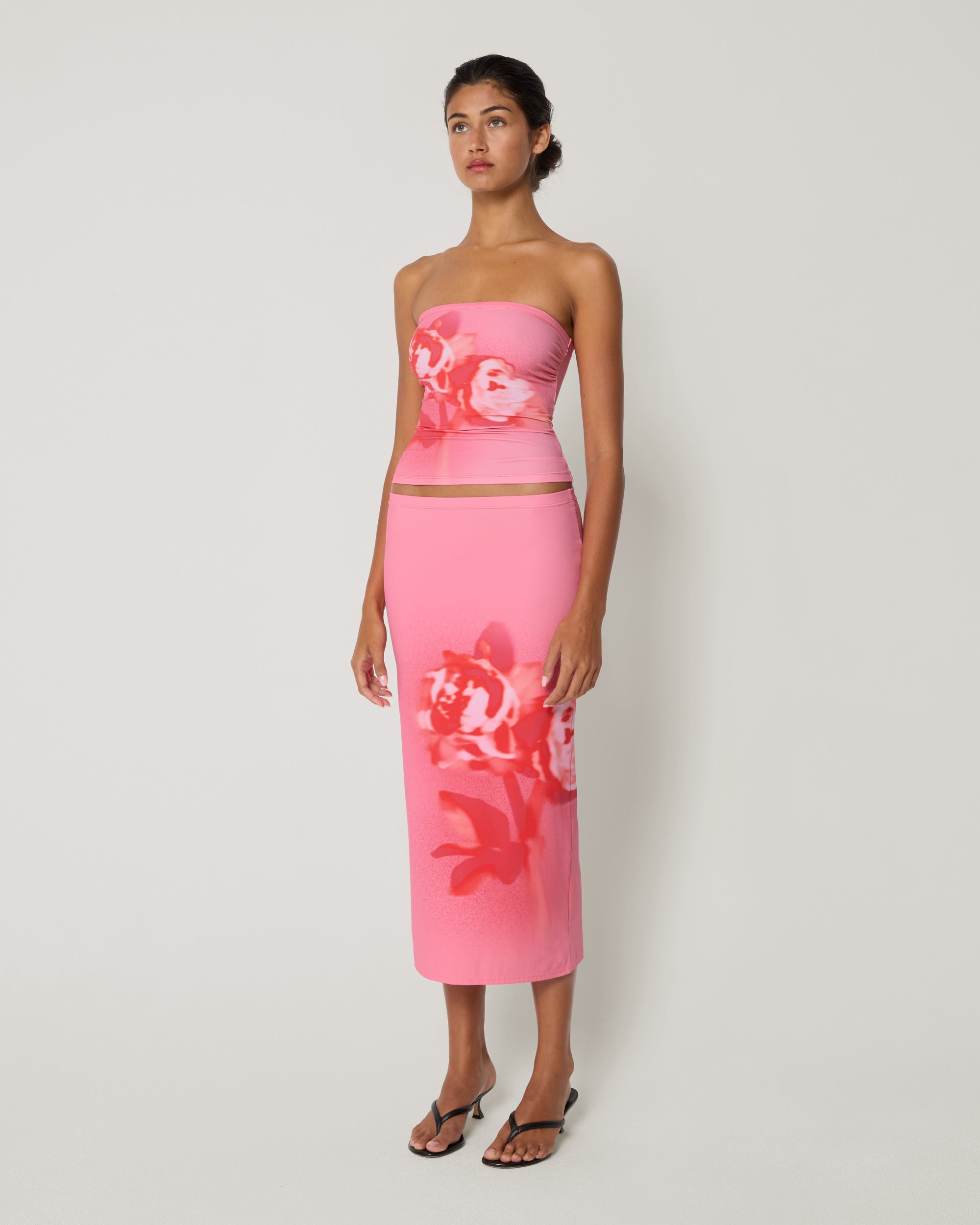 Smooth Stretch Midi Skirt | Pink Peony