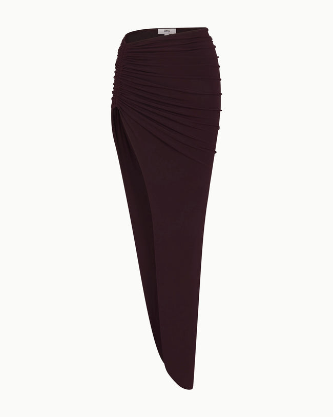 Ruched Maxi Skirt | Black Cherry