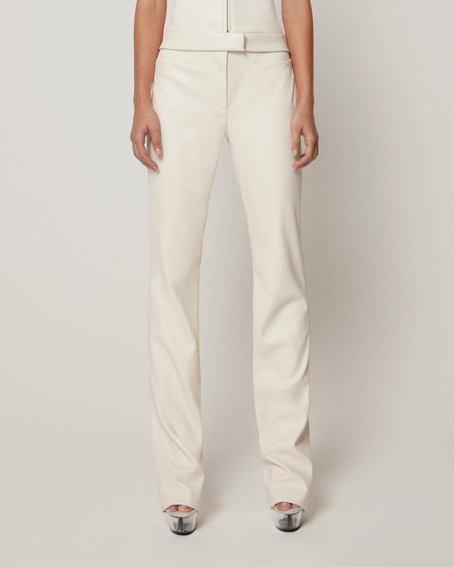 Faux Leather Trouser | Chalk