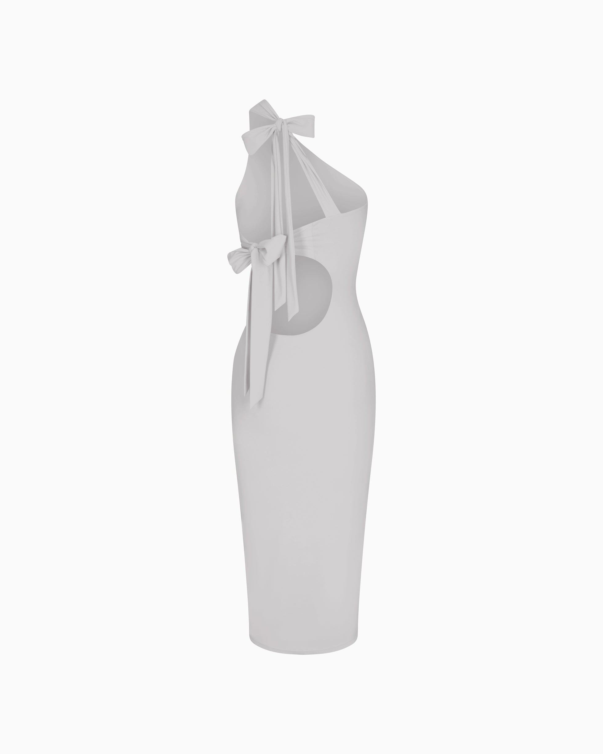 Smooth Stretch One Shoulder Midi Dress | Light Grey