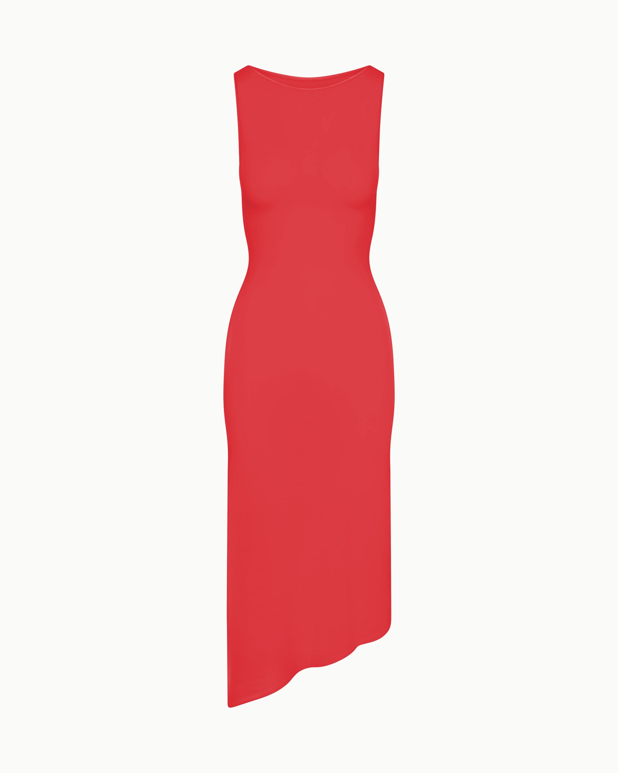 Soft Stretch Asymmetrical Midi Dress | Cherry