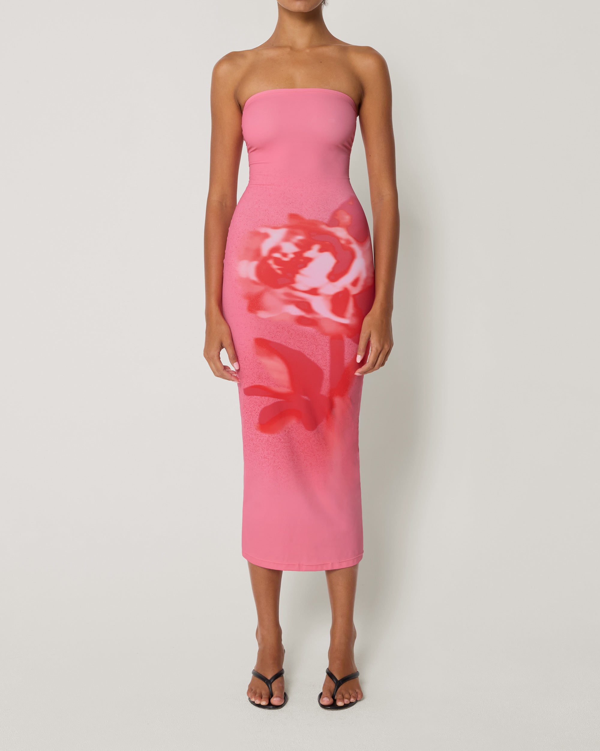 Smooth Stretch Strapless Midi Dress | Pink Peony