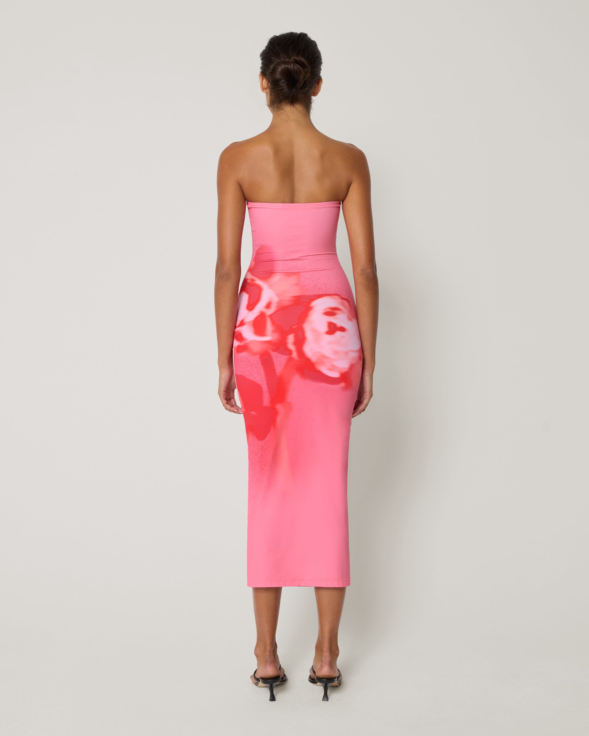 Smooth Stretch Strapless Midi Dress | Pink Peony