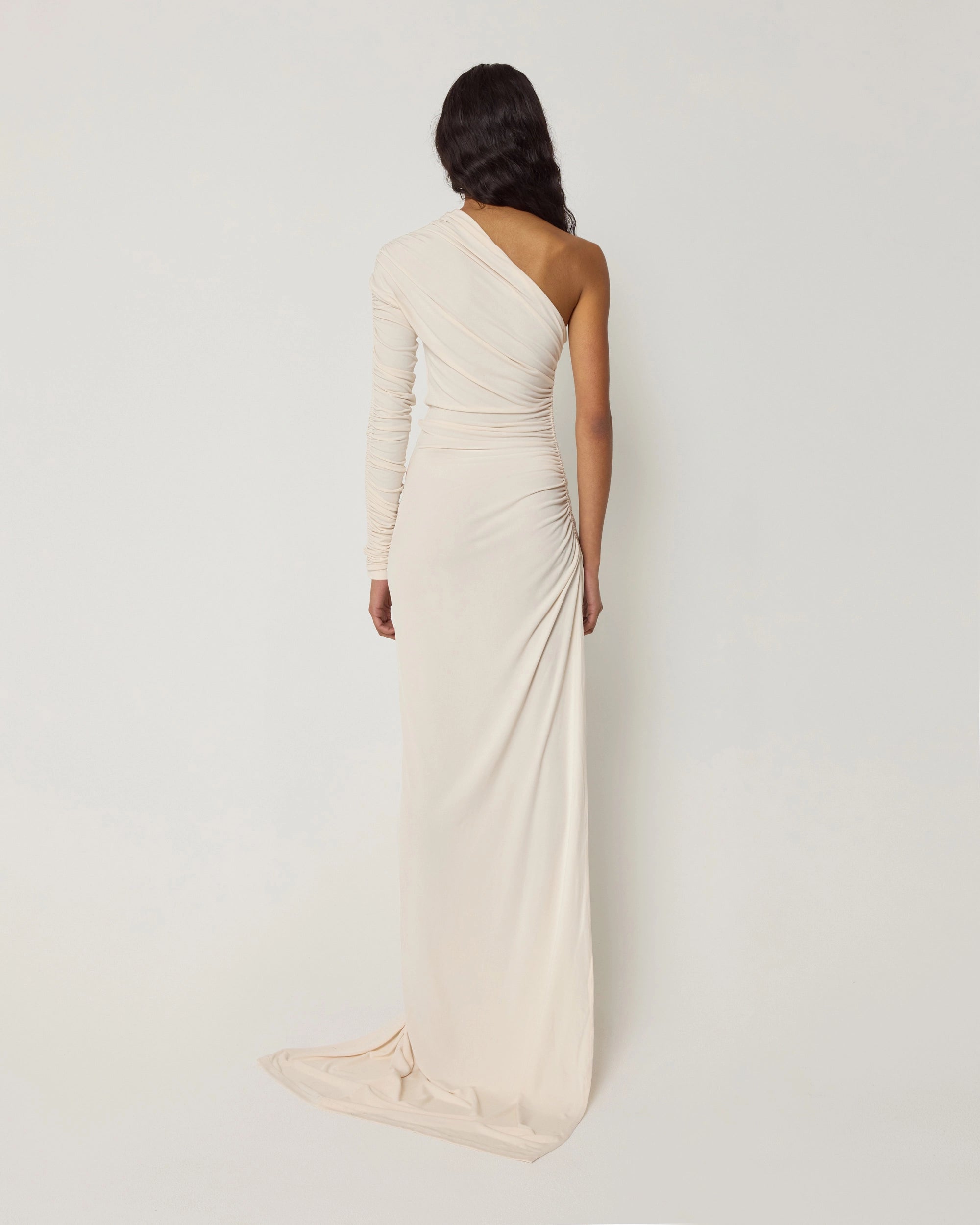 One Shoulder Ruched Gown | Shell