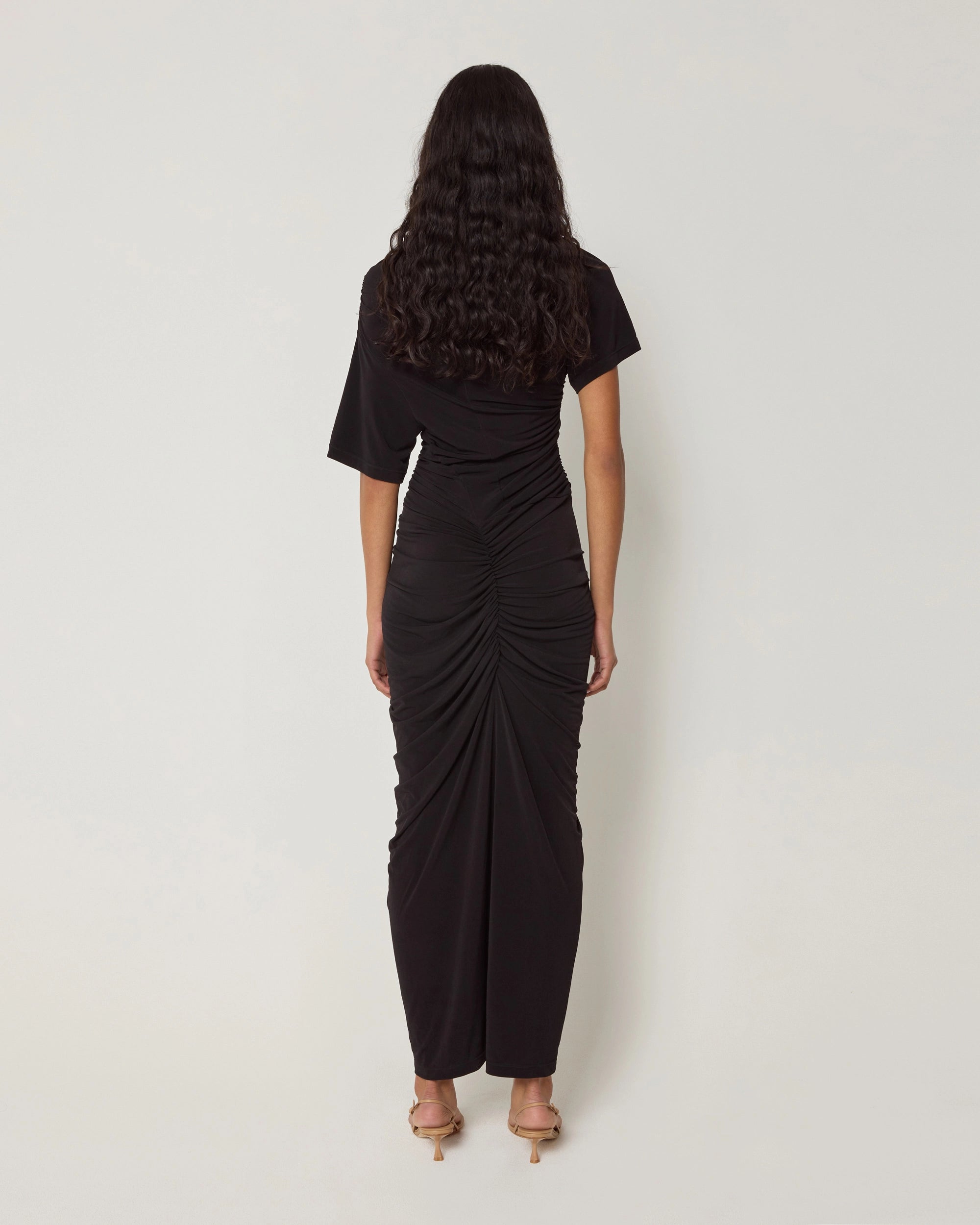 Asymmetrical Ruched Dress | Black