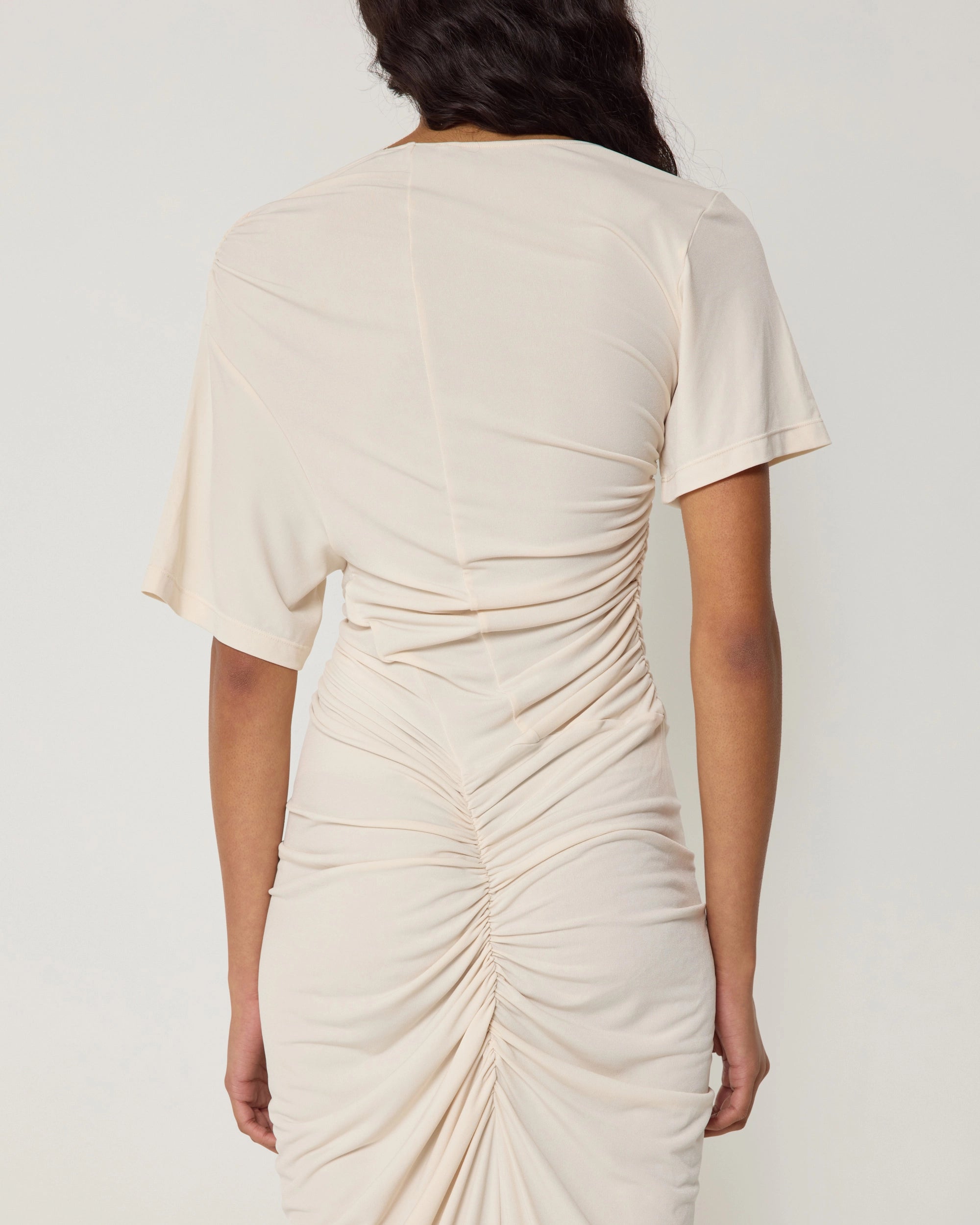 Asymmetrical Ruched Dress | Shell