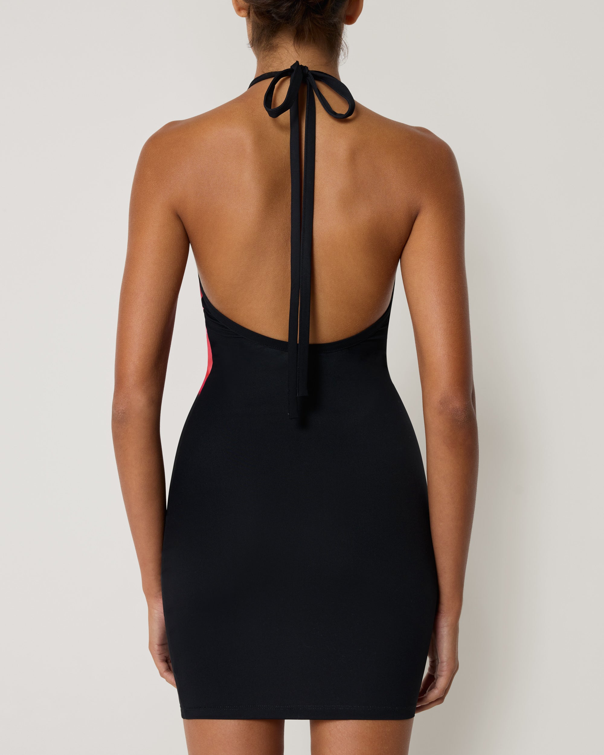 Smooth Stretch Halter Mini Dress | Black Peony