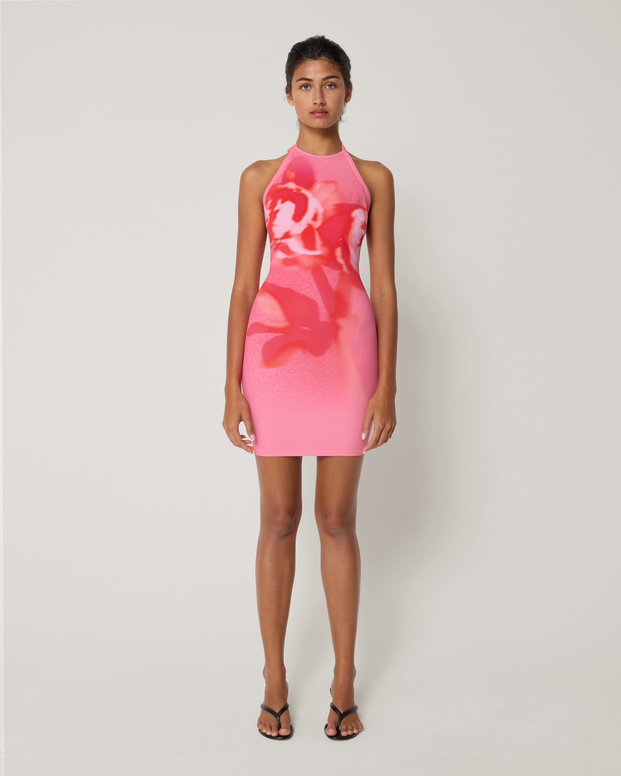 Smooth Stretch Halter Mini Dress | Pink Peony