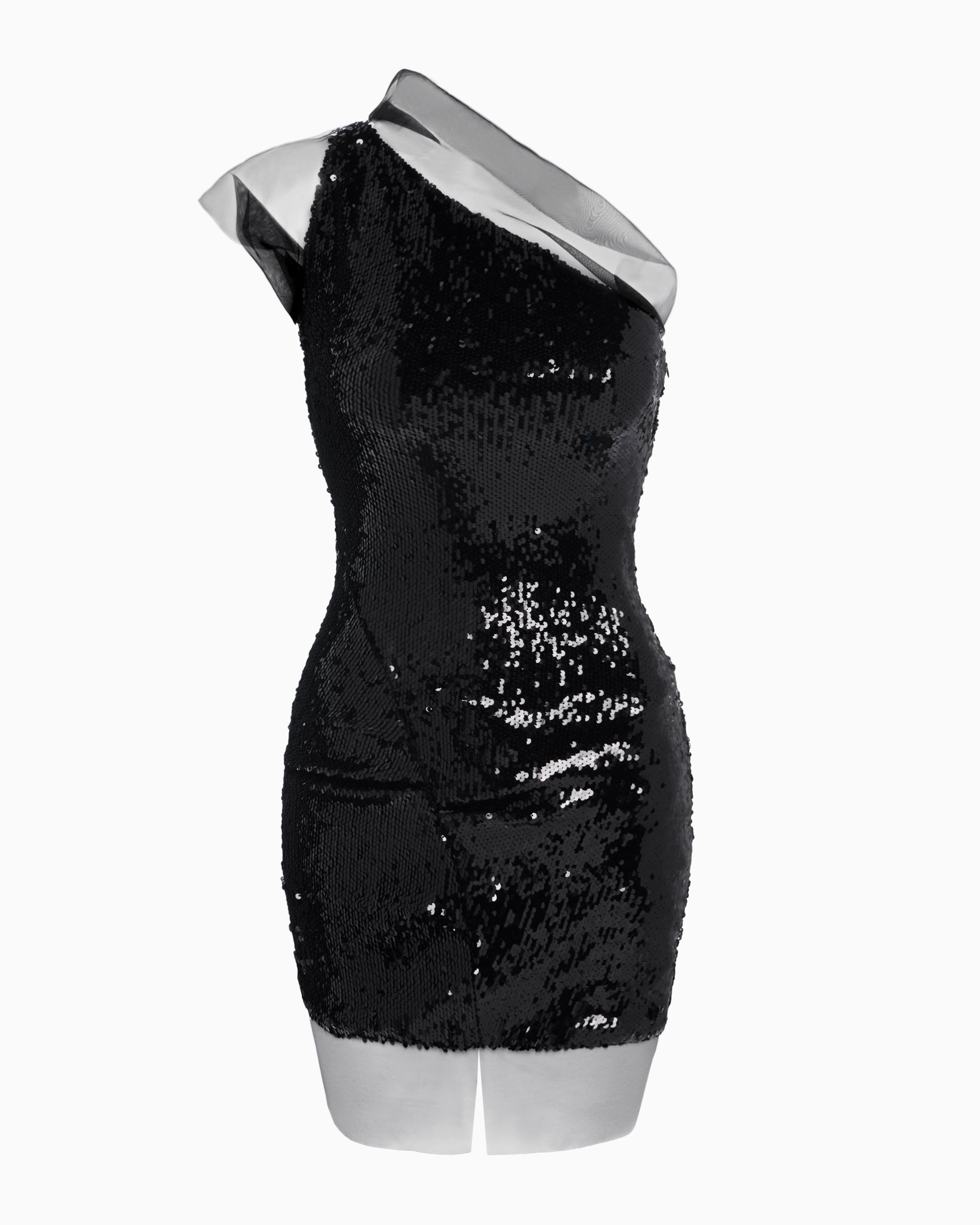 Sequin One Shoulder Mini Dress | Black