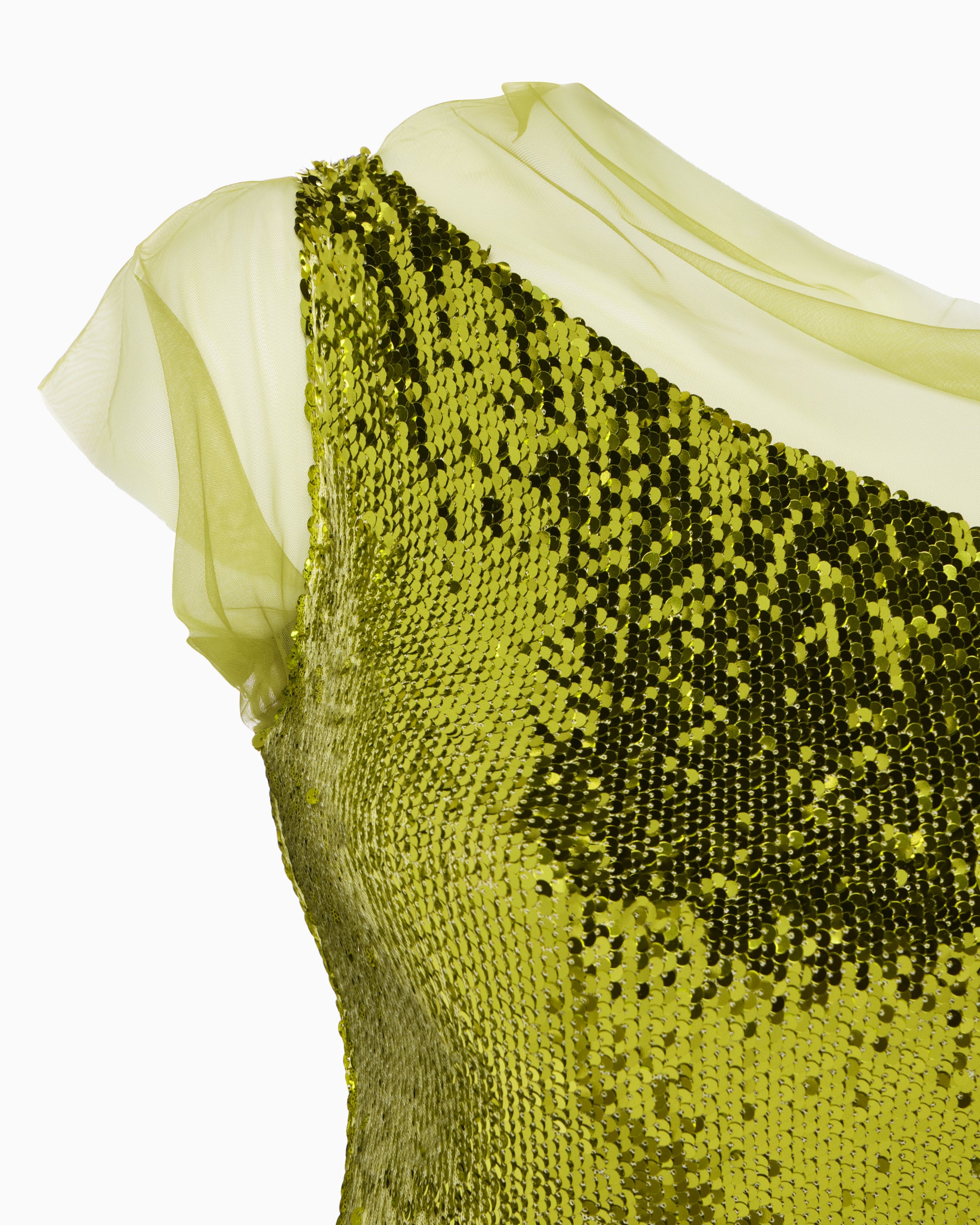 Sequin One Shoulder Mini Dress | Chartreuse