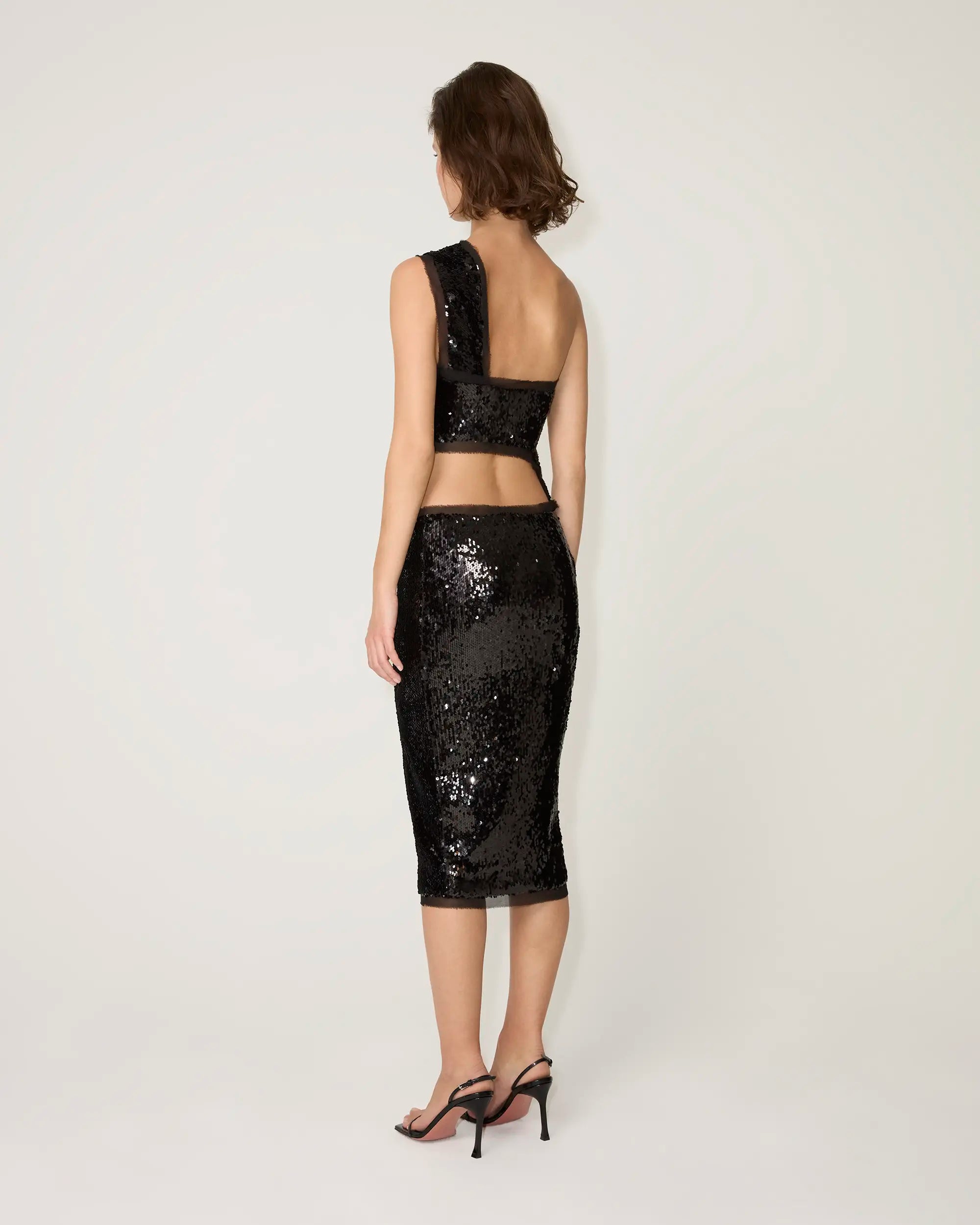 Sequin Cutout Dress | Black