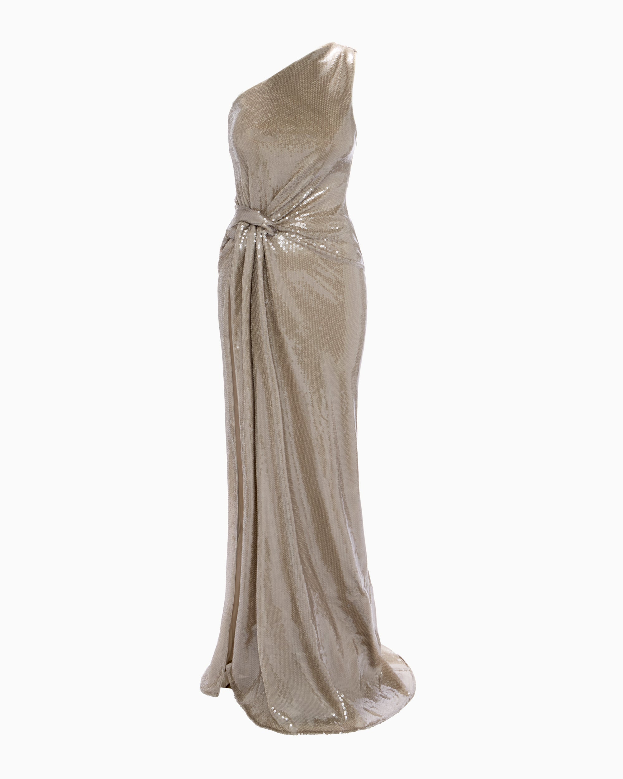 Sequin One Shoulder Gown | Champagne