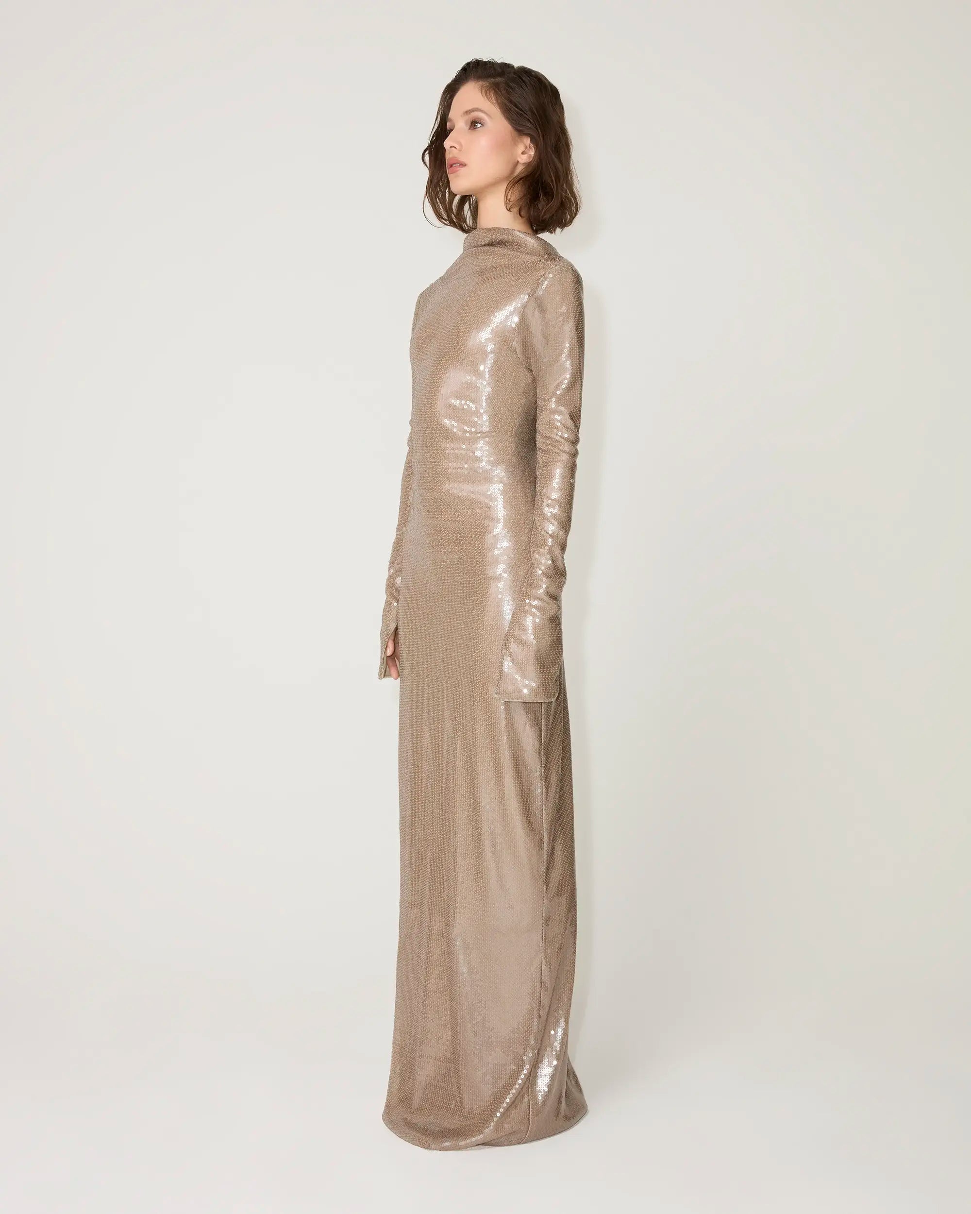 Sequin Low Back Gown | Champagne