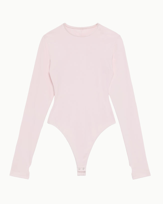 Long Sleeve Crewneck Bodysuit | Powder Pink