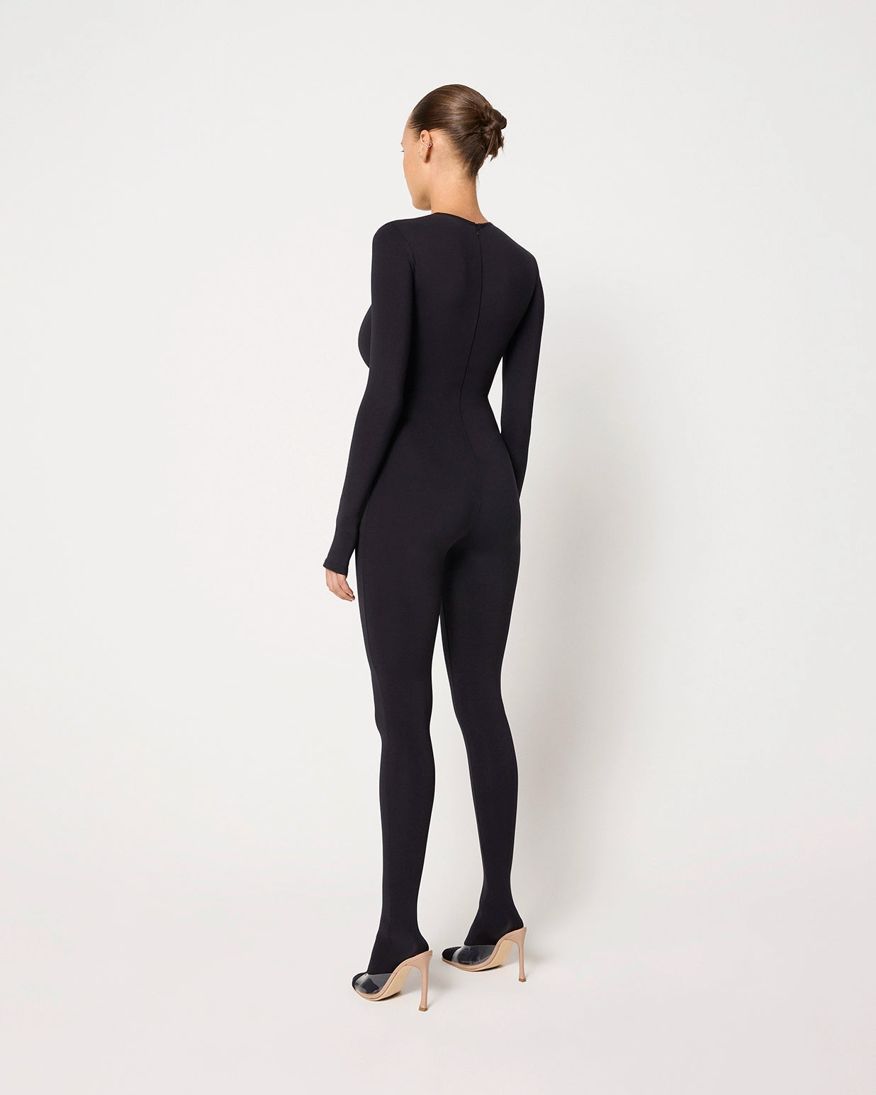 Long Sleeve Footed Catsuit | Black