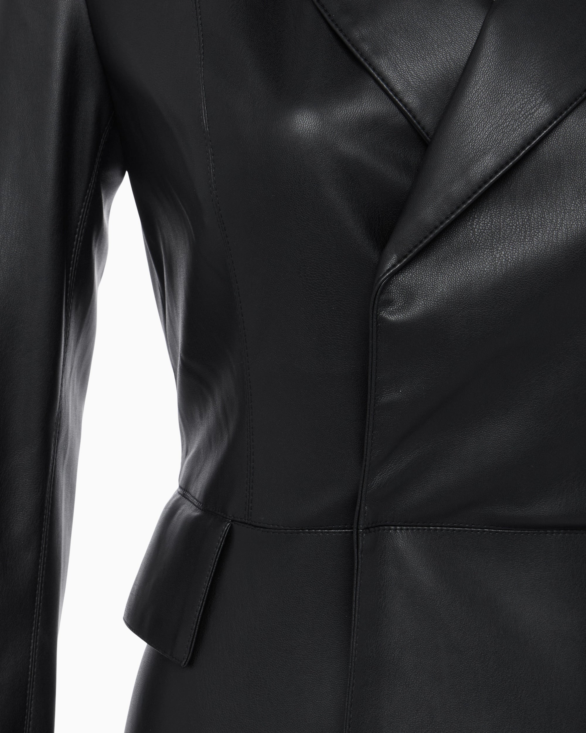 Faux Leather Blazer | Black