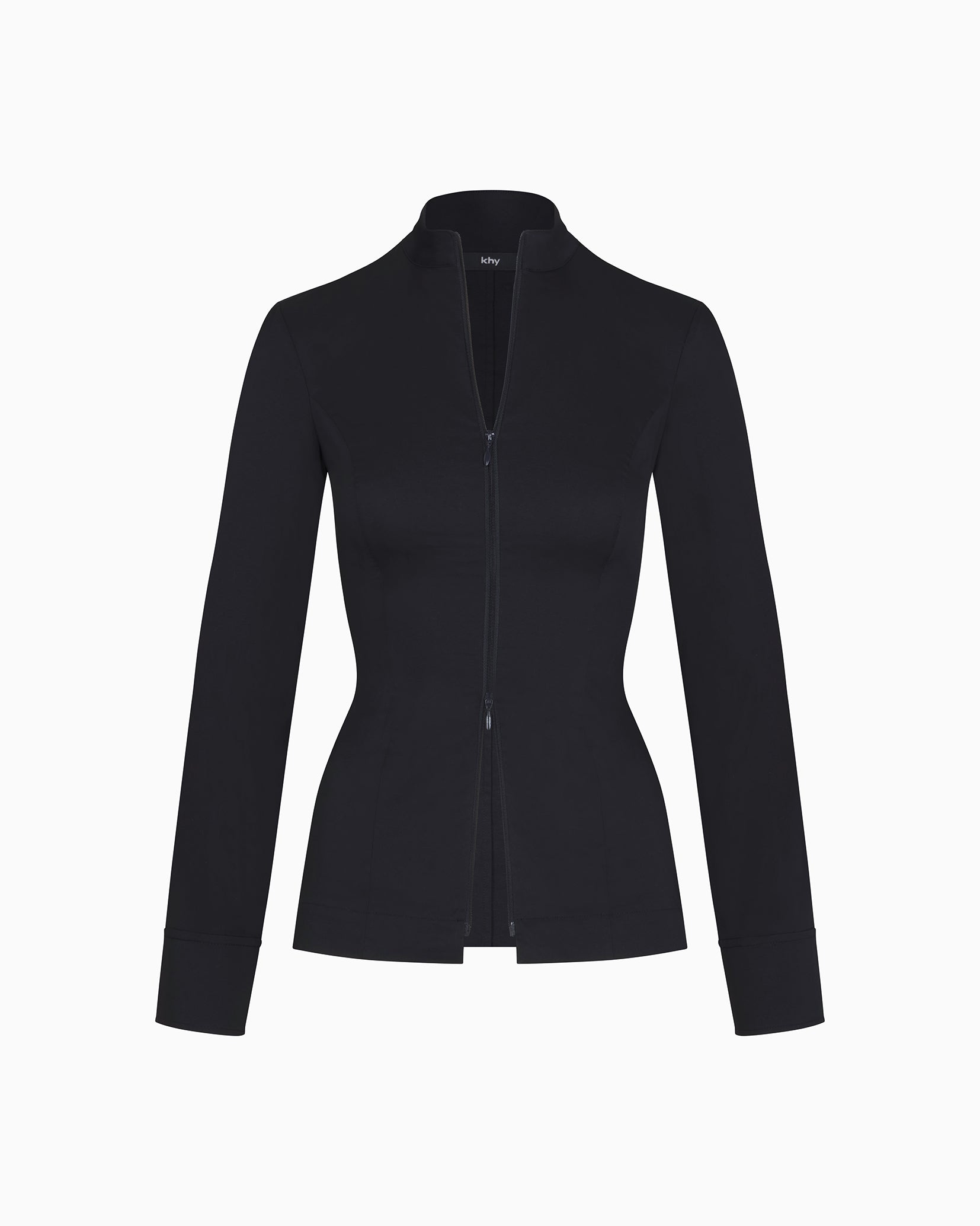 Poplin Long Zip Shirt | Black