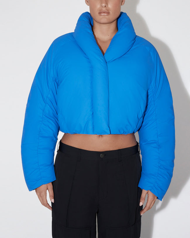 Cropped Puffer Jacket | Cobalt Blue