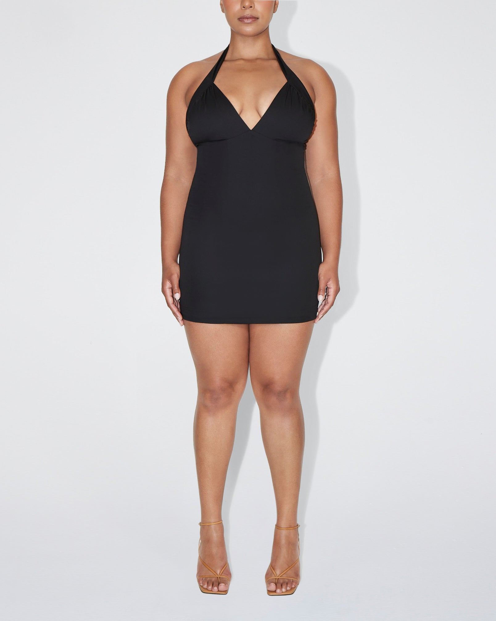 Poplin Seamed Mini Dress | Black