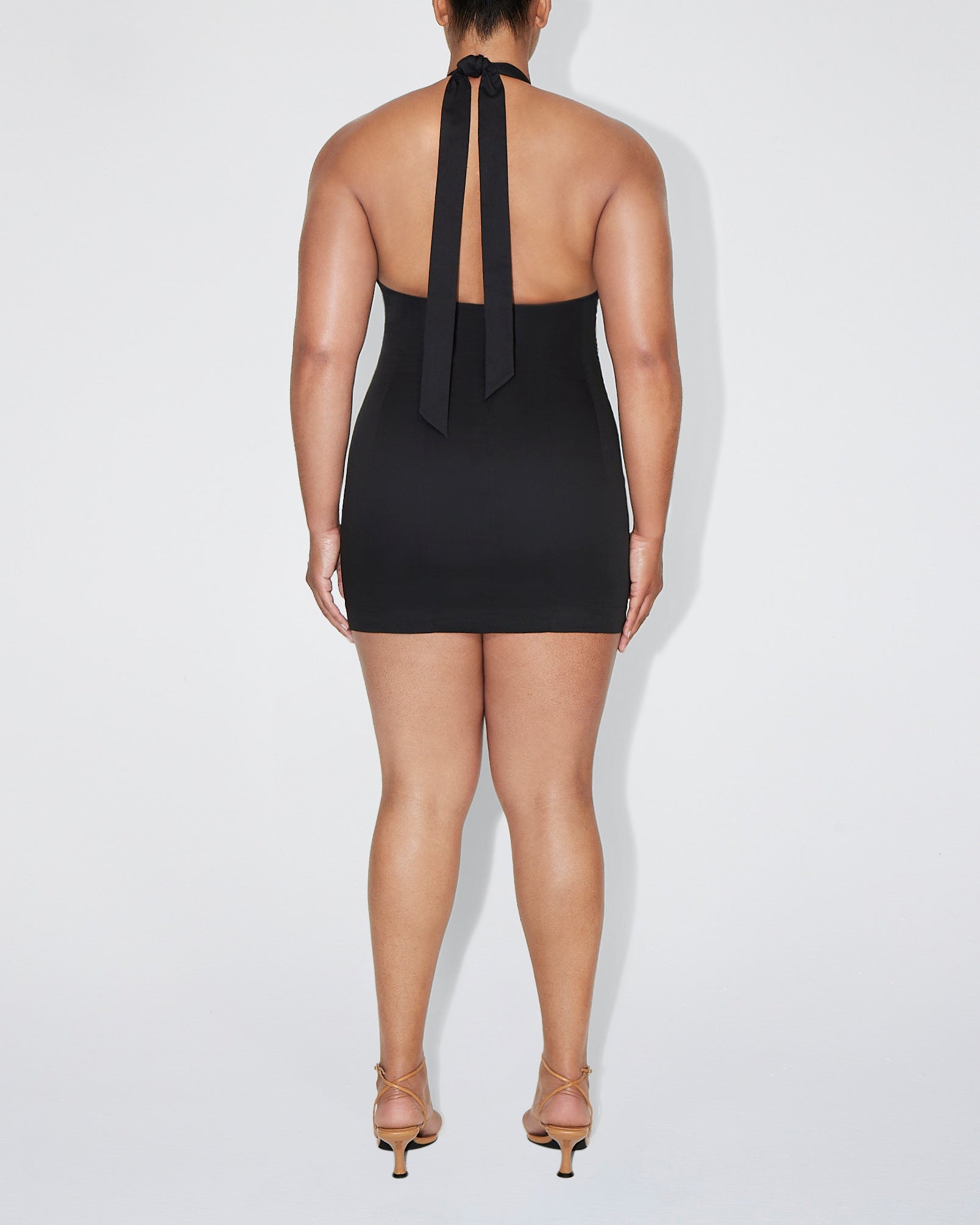 Poplin Seamed Mini Dress | Black