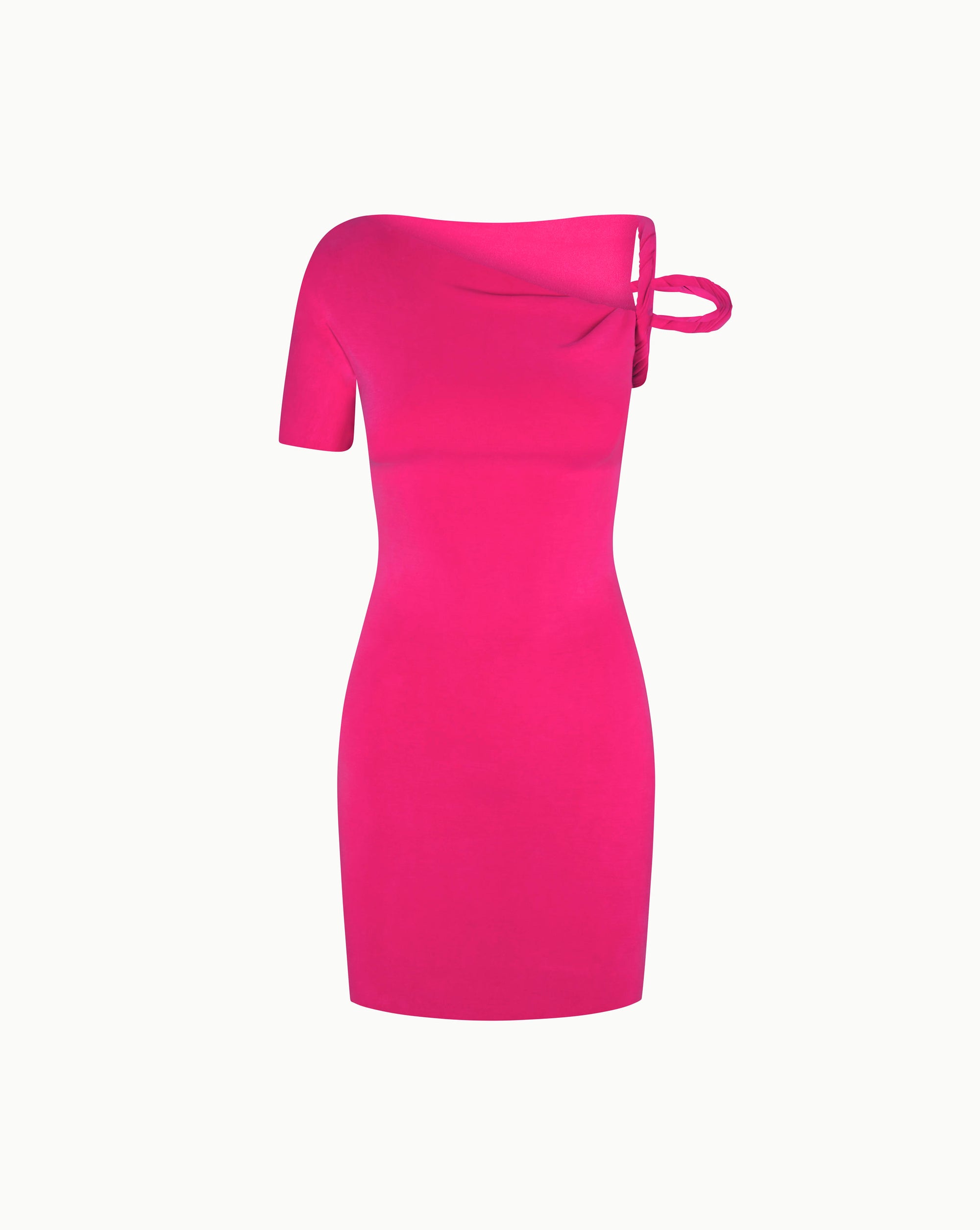 Sueded Stretch Twist Mini Dress | Fuchsia