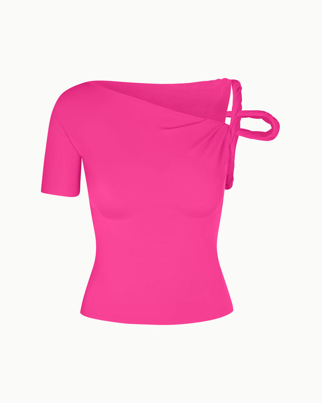 Sleek Stretch Twisted Top | Fuchsia