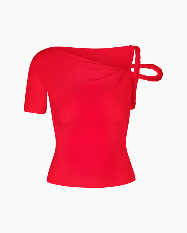 Sleek Stretch Twisted Top | Tomato